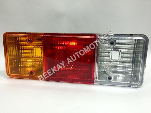 TAIL LAMP ASSY LEYLAND DOST - PVC Plastic, Rectangular Shape | Silver, Red & Yellow Colors, 12 Volt Voltage for Vehicle Use