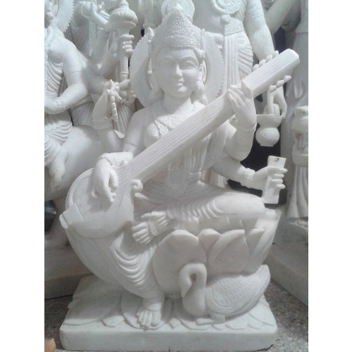 Saraswati Mata Marble Statue - 8-20 Inch, Handmade Polish Finish | Eco-Friendly, Easy to Clean, Easy to Install