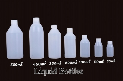 Plastic Liquid Bottles - HDPE Material, 30ml-500ml Capacity, Milky White Color, Screw Cap | Features Transparent Design and Versatile Sizing