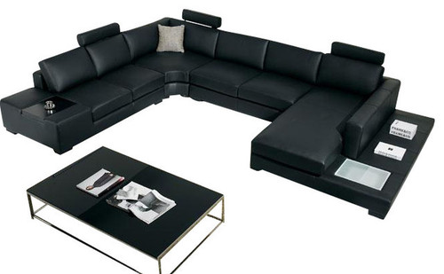 प्रीमियम लेदर में आधुनिक सेक्शनल सोफा