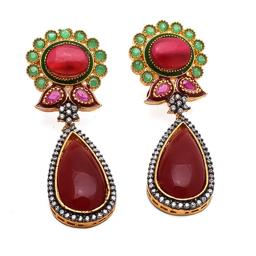 High-Quality Imitation Indian Earrings - Elegant Silver Tone Design | Perfect for Anniversary, Engagement, Gift, Party, and Wedding