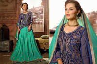 Blue And Green Embroidered Lehenga