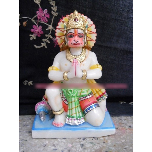 Das Hanuman Statue - Pure White Sangmarmar Marble, 8-20 Inch Sizes | Handmade, Polished Finish, Eco-friendly, Easy To Clean, Easy To Install