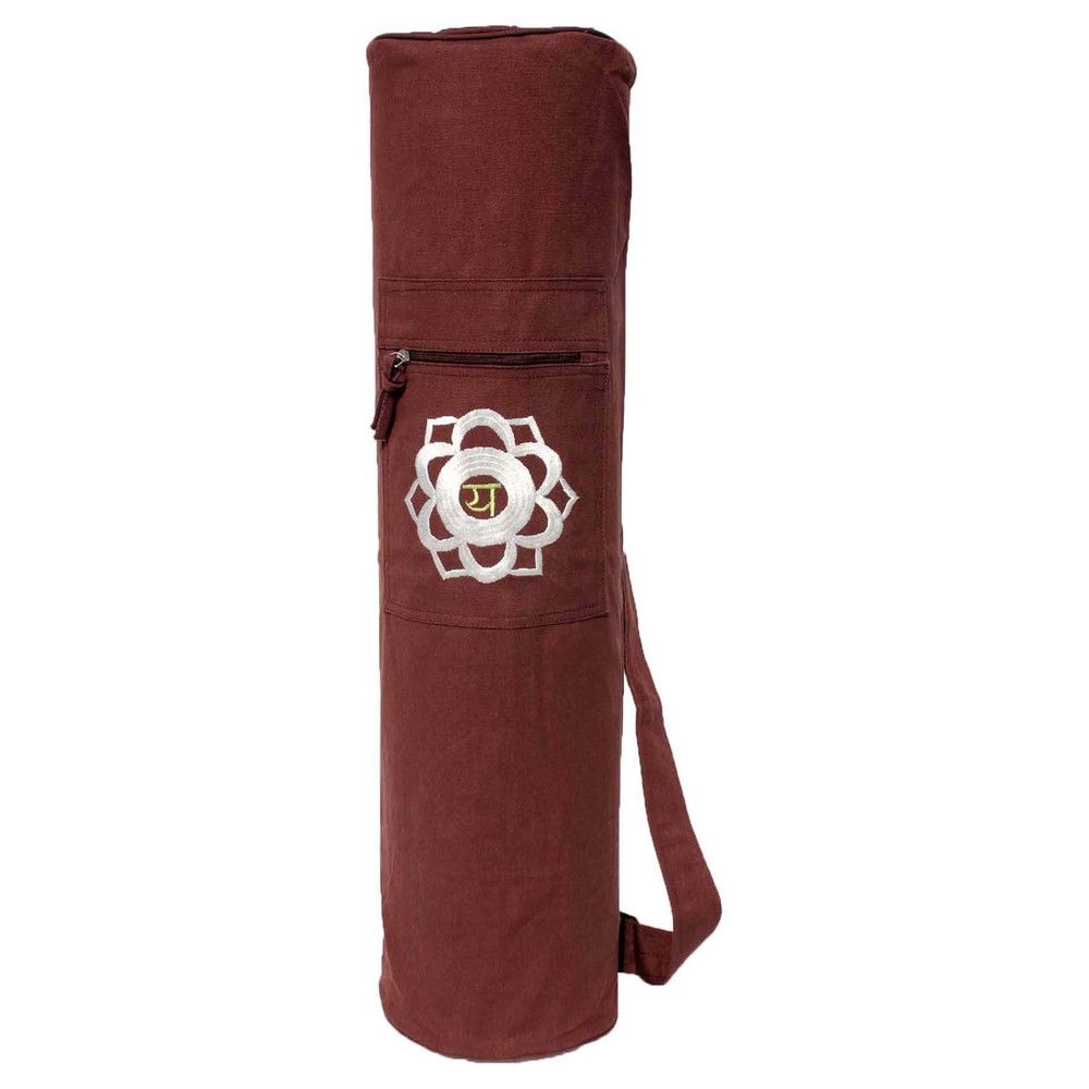 YMB037 Single Chakra Mat Bag - Dyed Cotton Canvas, 75x19 cm, Eco-Friendly Brown, Custom Logo Option Available, Drawstring Closure