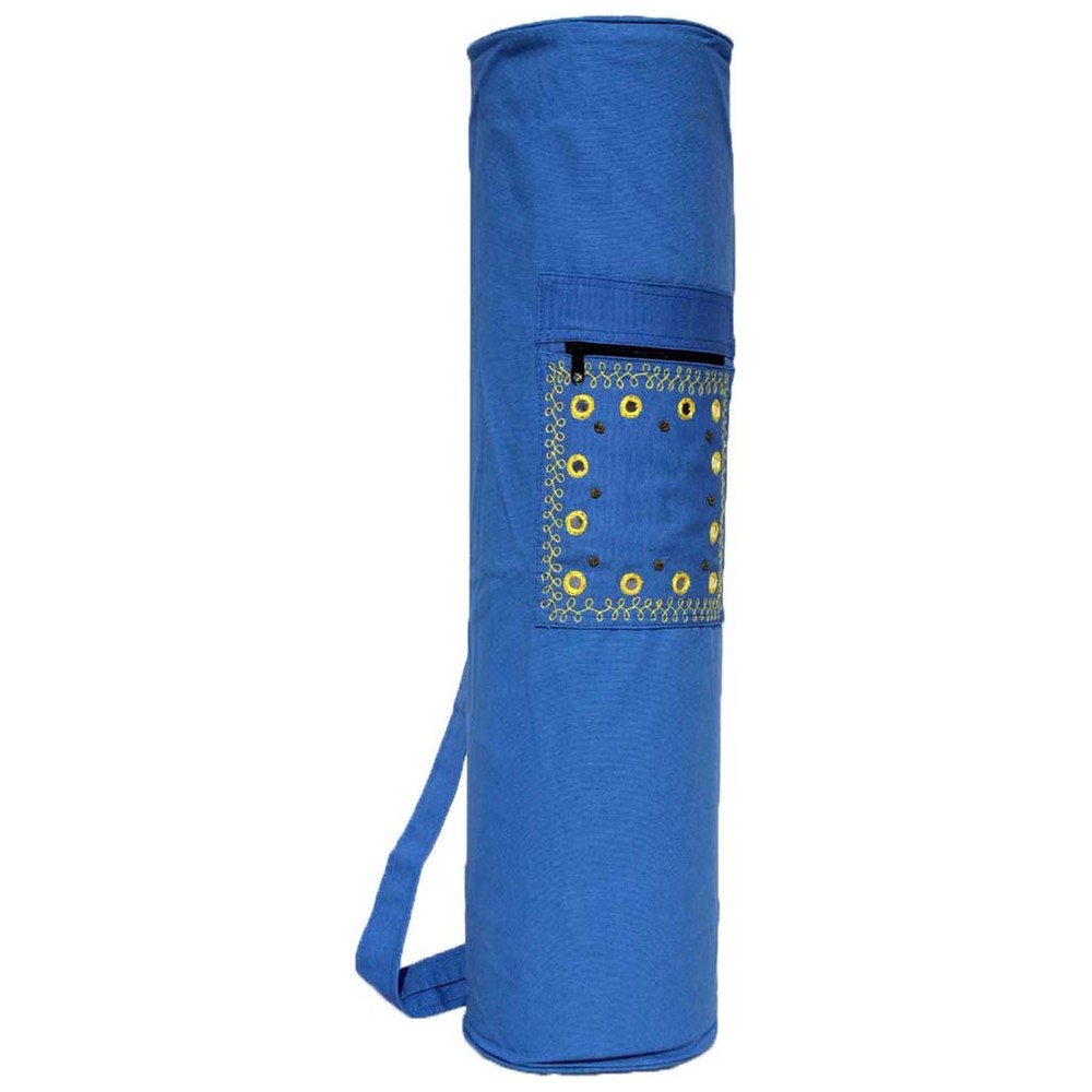 Ymb061 Mirror & Beadwork Mat Bag - Dyed Cotton Canvas, 75x19 cm, 350 grams - Ideal for Yoga Mat, Stylish Drawstring Design