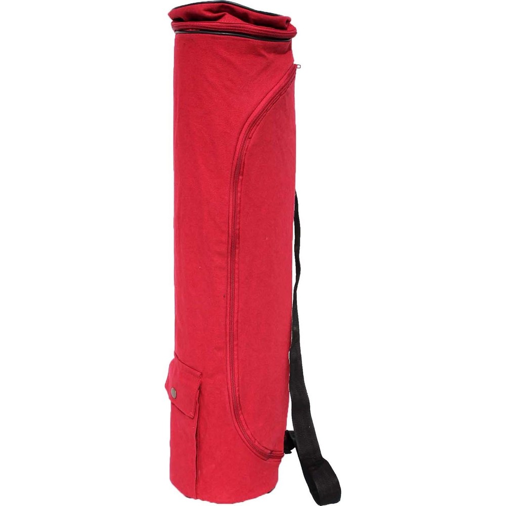 YMB112 Solid Red Mat Bag - Dyed Cotton Canvas, 70 x 15 cm | Designed for Yoga Mats, Easy to Hand Wash, Durable Zippered Closure