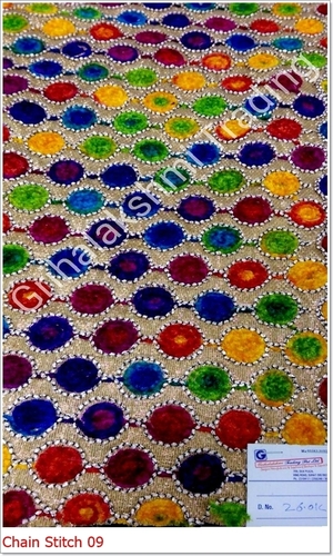रंगीन चैन स्टिच कढ़ाई कपड़ा