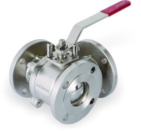 I.C 3 Way Flanged End Ball Valve - Stainless Steel CF8/CF8M, Size 15mm to 250mm, Silver Finish | High Pressure, Industrial Application, Ball Screw Power