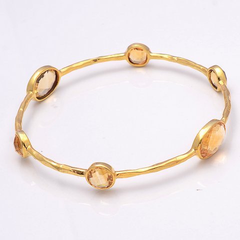 Fashion Peach Chalcedony Gemstone Bangles