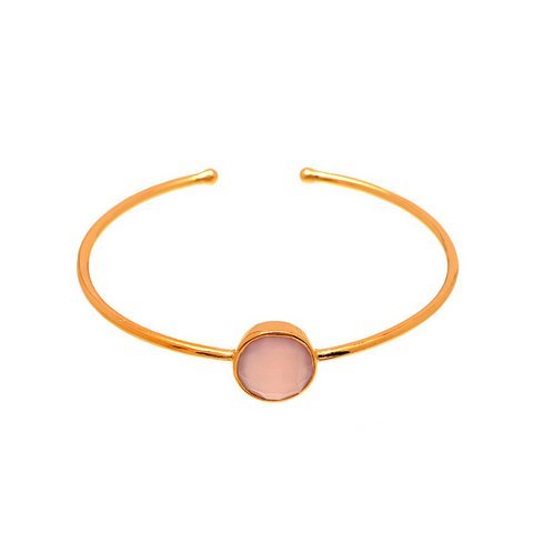 Fashion Pink Chalcedony Gemstone Bangles