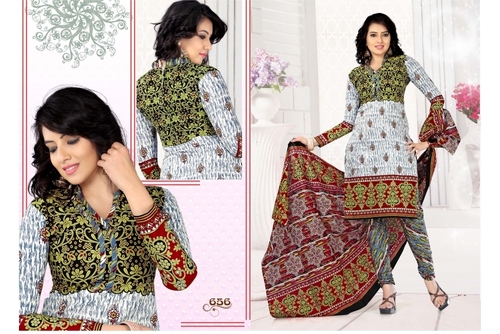 सफेद और हरे रंग की महिलाओं के लिए सूट सामग्री