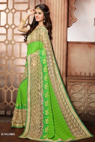 Bollywood Green Georgette Embroidered Saree