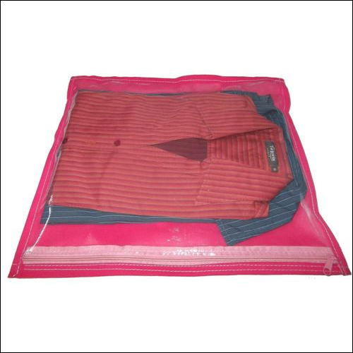 Simple Shirting Cover Bags - Laminated Material, Light Weight, Soft, Pink, Transparent for Reuse