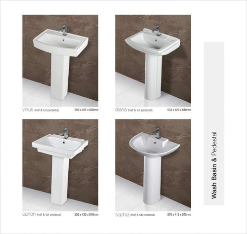 White Wash Basins And Pedestal