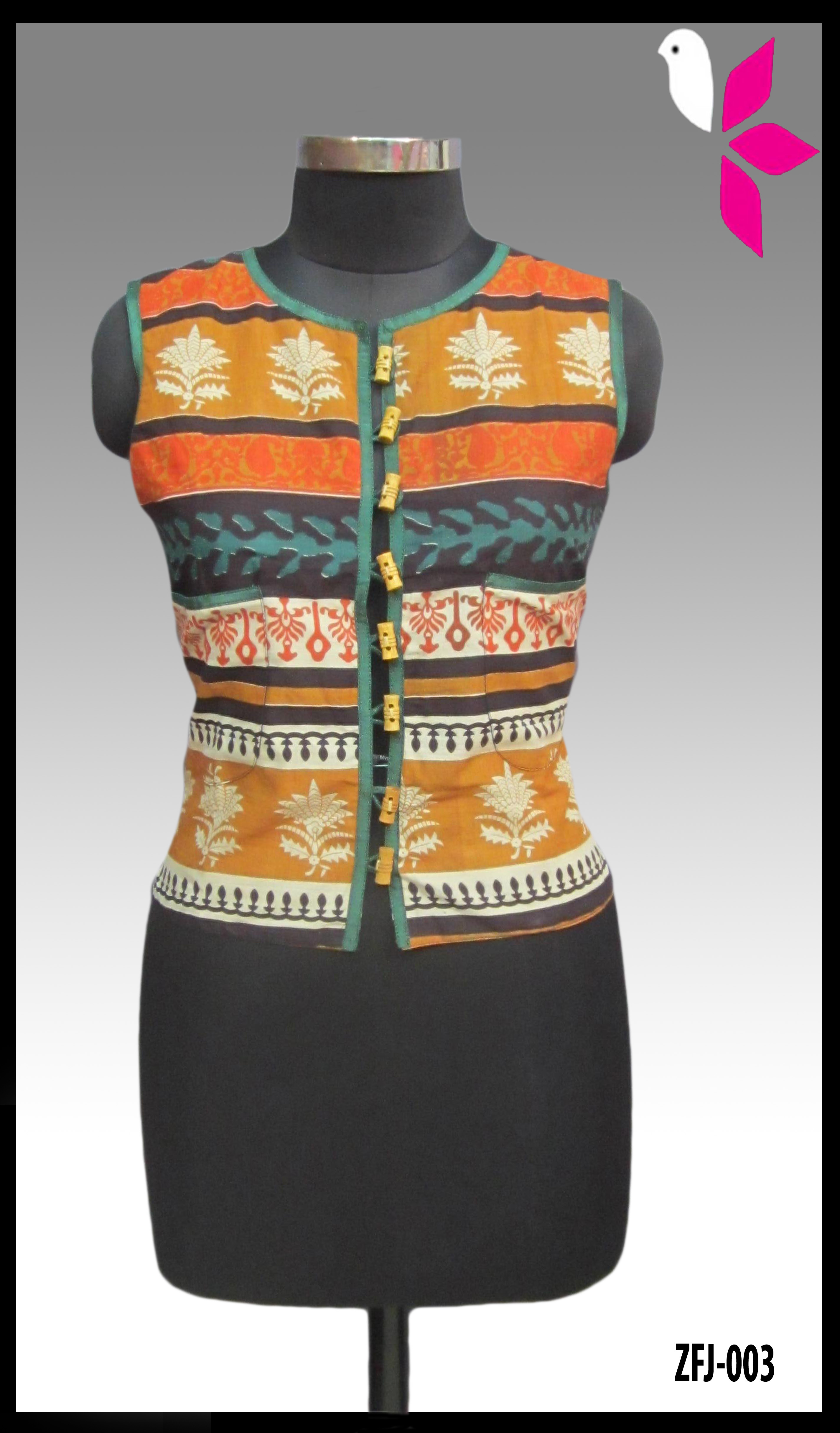 Cotton Printed Kurti Jacket - Cotton, 18 Inches, Blue | Wrinkle Free, Shrink Resistant, Colorfast, Stylish Design