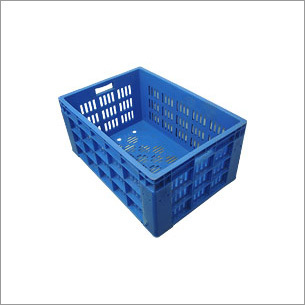 Rectangular Jumbo Crates - 76 Ltr Capacity, 650x450x315 mm Size, Blue Rigid Plastic Material, Ideal for Heavy-Duty Storage