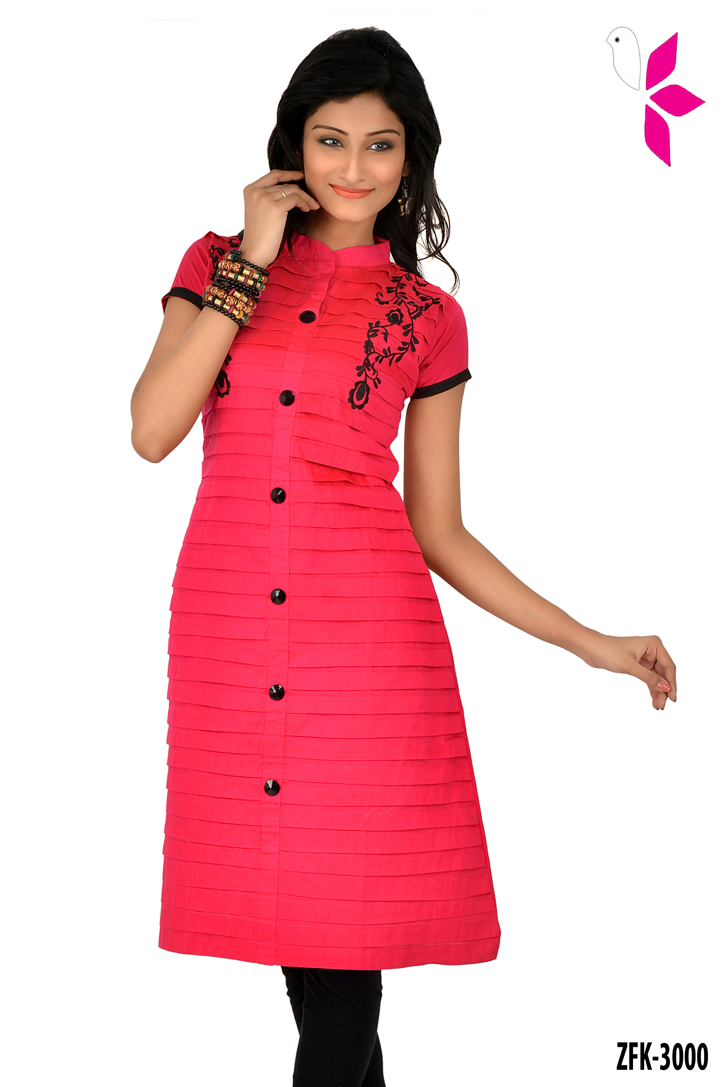 Cotton Silk Embroidered Kurti