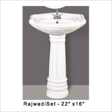 Rajwadi Set Pedestal Wash Basin 22 - Color: White