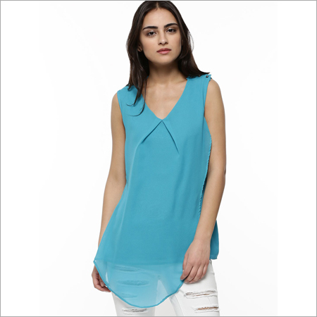 Femella Comfort Tops - Polyester, S-XL, Teal, 26 Inches | Soft Texture, Perfect Finish, Shrink Resistant, Colorfast, Sleeveless V-Neck