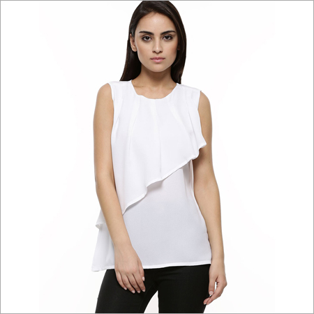 Western Dress - Cotton, S-XL, White | Stylish, Comfortable, Durable, Sleeveless, Relaxed Fit, 24 Inches