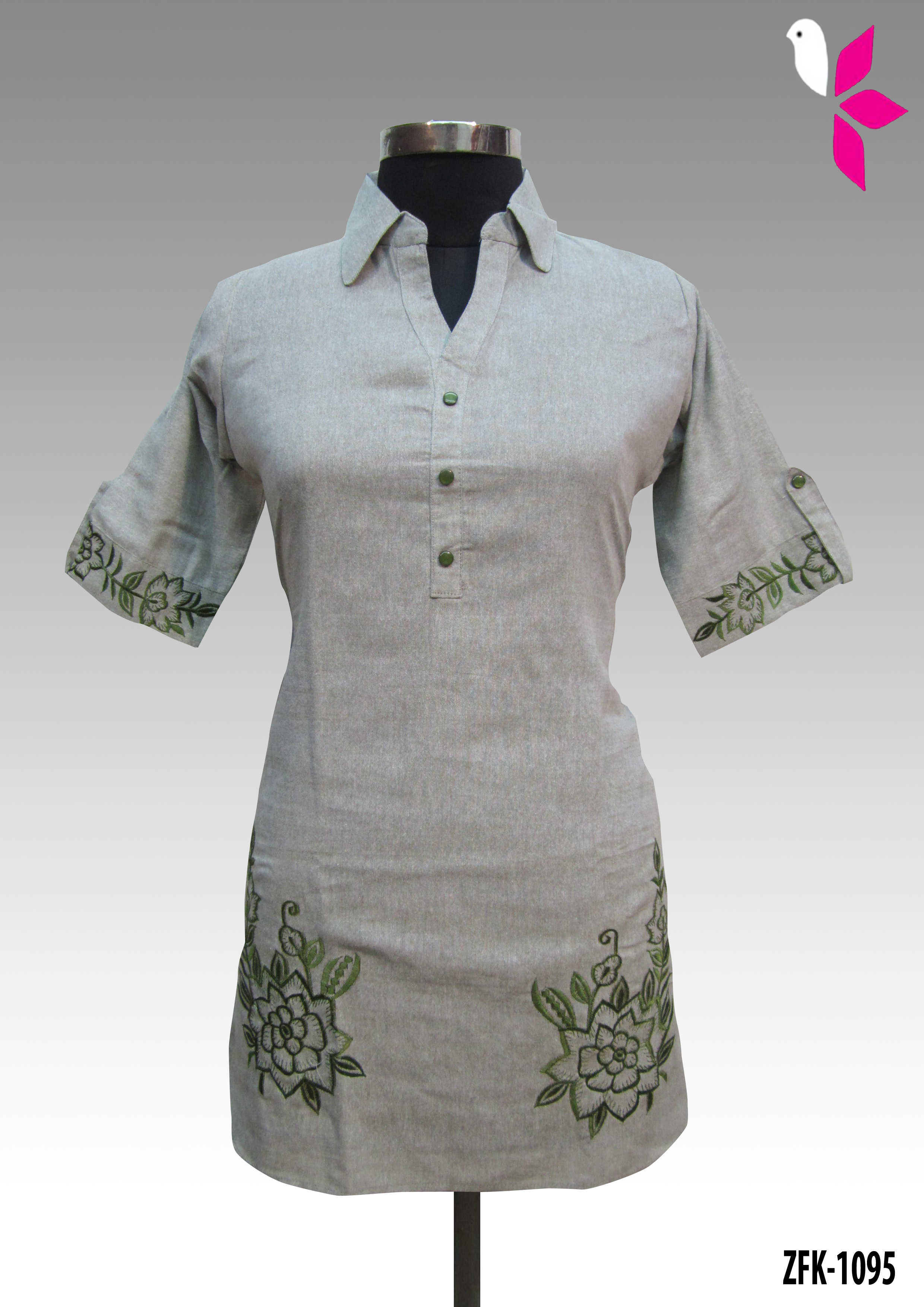 Linen Embroidered Kurti