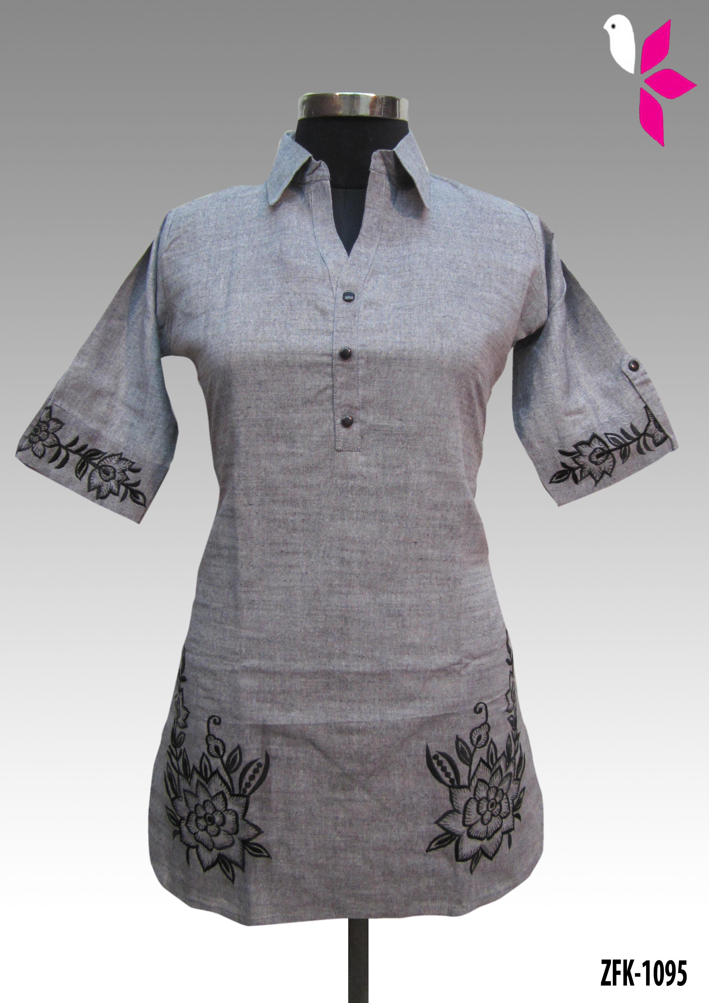 Linen Embroidered Kurti