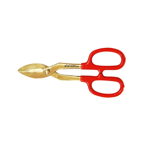 Non Sparking Tin Shears - Copper-Beryllium Alloy, 35-40HRc Hardness | Plastic Insulated Sleeves, Warranty Included