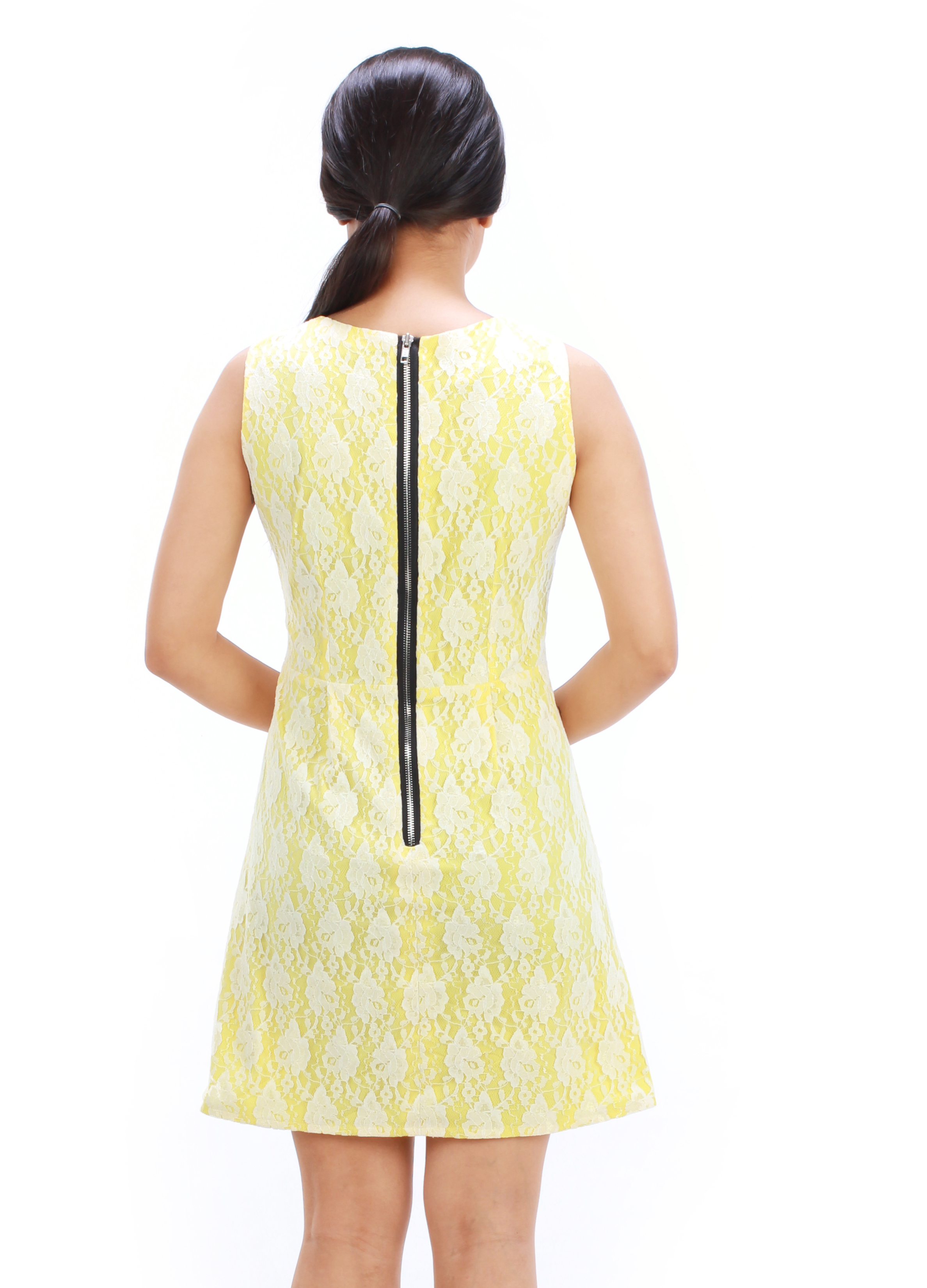Yellow Lace Shift Dress