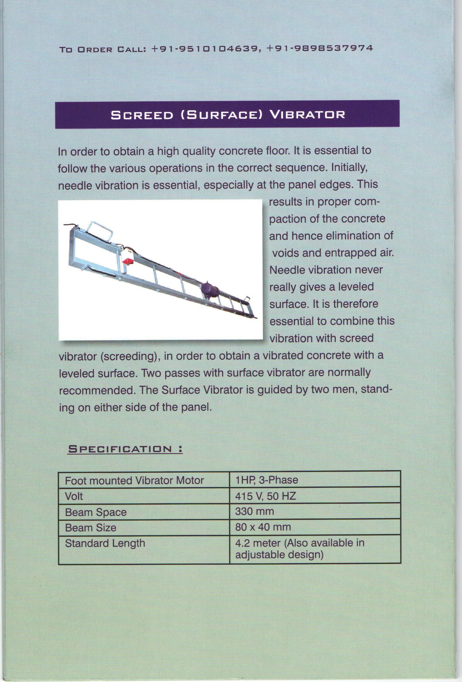 Screed Vibrator (Petrol Engine Drive)