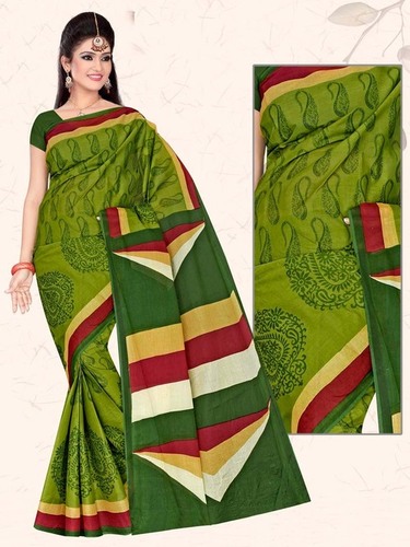 हरी नवीनतम कॉटन साड़ी