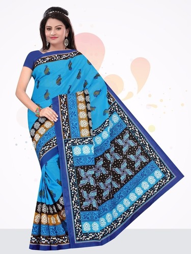 ब्लू न्यू मान्यता कैटलॉग कॉटन साड़ी