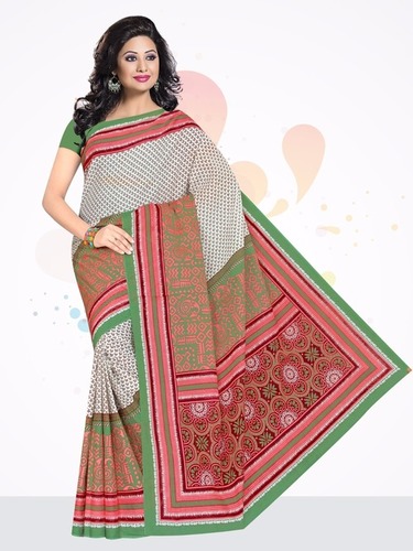 मल्टीकलर मान्यता कॉटन प्रिंटेड साड़ी