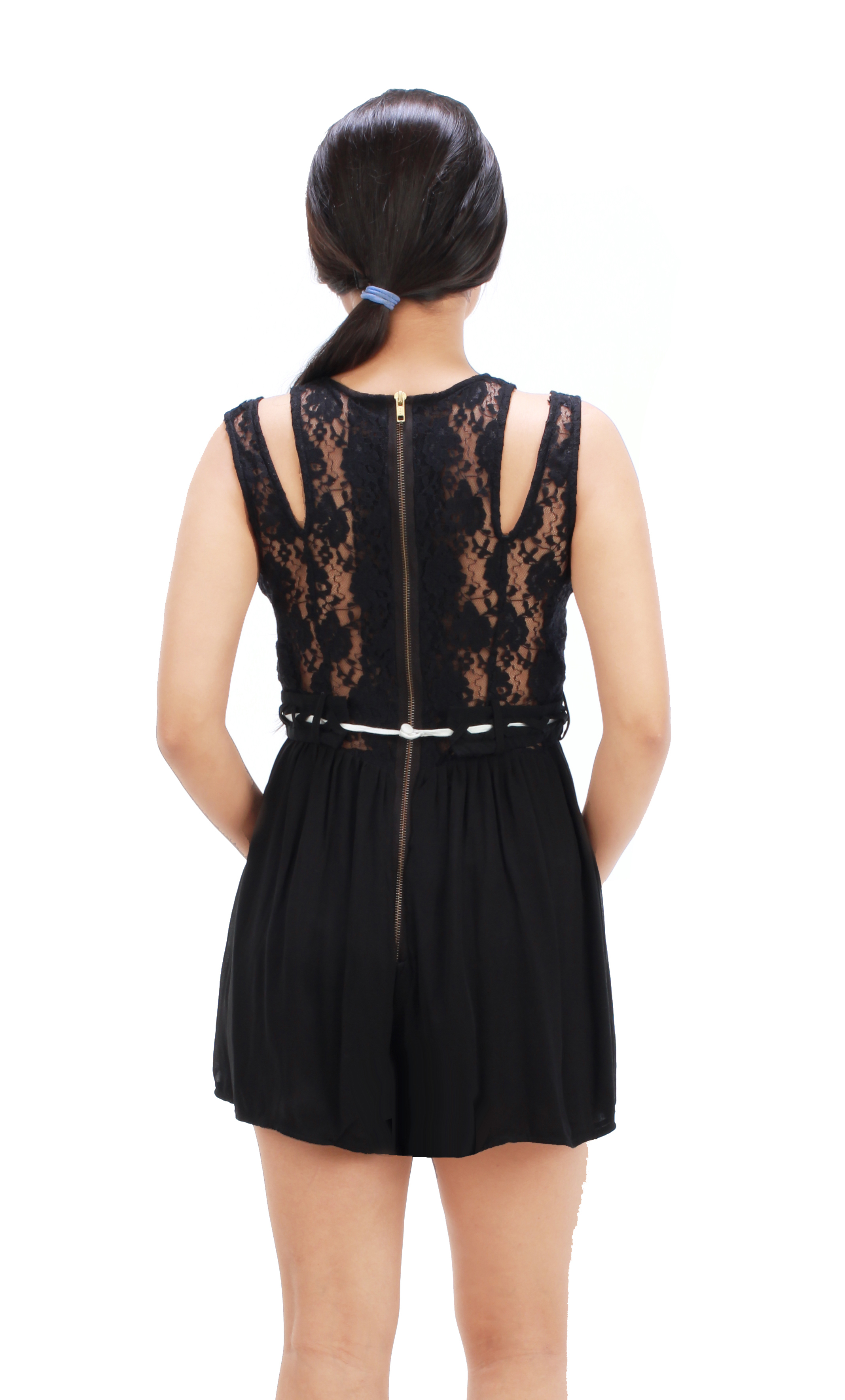 Black Lacy Romper Dress