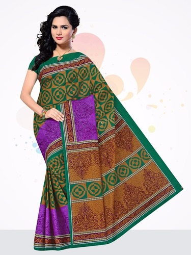 मल्टीकलर 100% कॉटन साड़ी जेतपुर