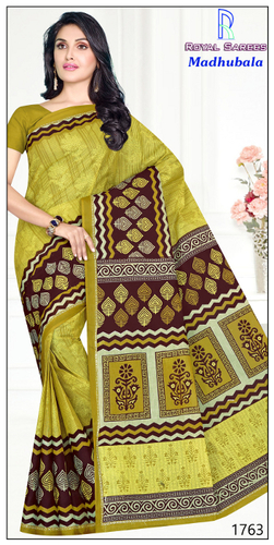 लाइट ग्रीन डिज़ाइनर मधुबाला कॉटन साड़ी