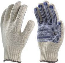 Hand Gloves Polka Dotted - Cotton with PVC Dots, Unisex Design for Industrial Use, Available in Blue and White Colors