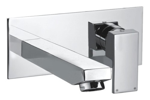 Single Lever Basin Mixer - Stainless Steel, Standard Size | Wall Mounted Design, Square Shape