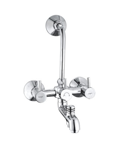 Brass Wall Mixer - Stainless Steel, Standard Size, Round Shape | Wall Mounted 3 in 1 Design