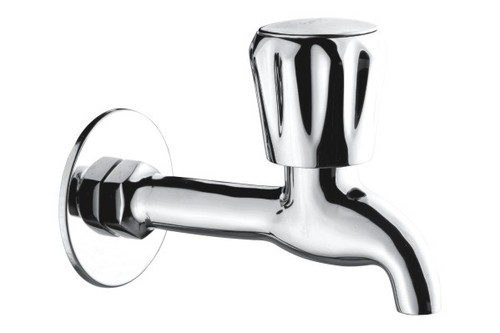 Brass Bib Tap - Long Body, Wall Mounted | Stainless Steel, Round Shape, Standard Size
