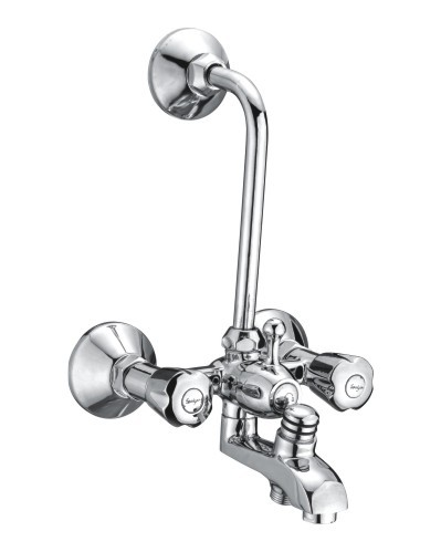 Brass 2 in 1 Wall Mixer - Stainless Steel, Standard Size | Wall Mounted, Round Shape, Durable Design