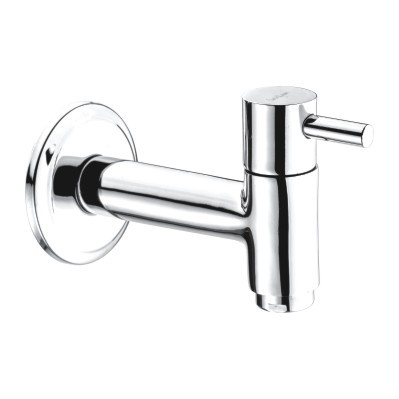 Brass Bib Tap - Long Body Design | Wall Mounted, Stainless Steel, Standard Size, Round Shape