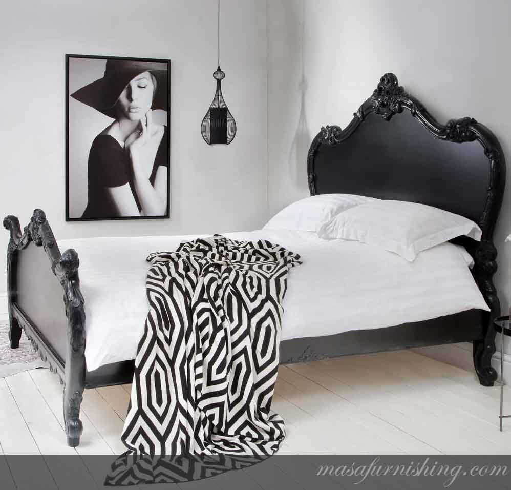 French Black Bedroom Bed 