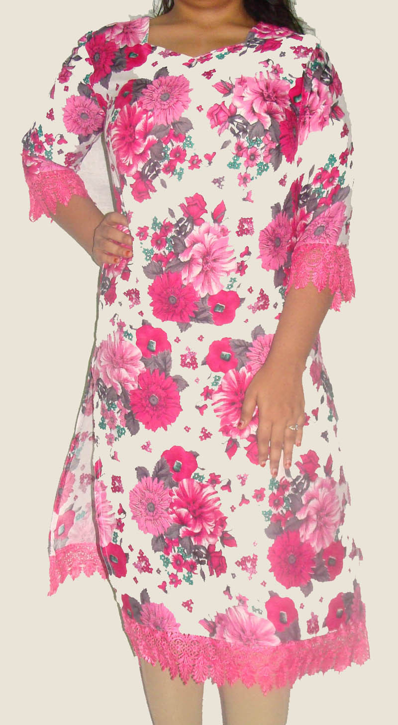 Jia Long Pakistani Designer Kurti With Lace