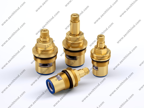 Brass Ceramic Cartridge - Grade-A Brass Metal, Chrome Plating, Golden Finish | Durable, Corrosion Resistant, Water Flow Regulation, Round Head Code, Includes Rings, Polished Surface
