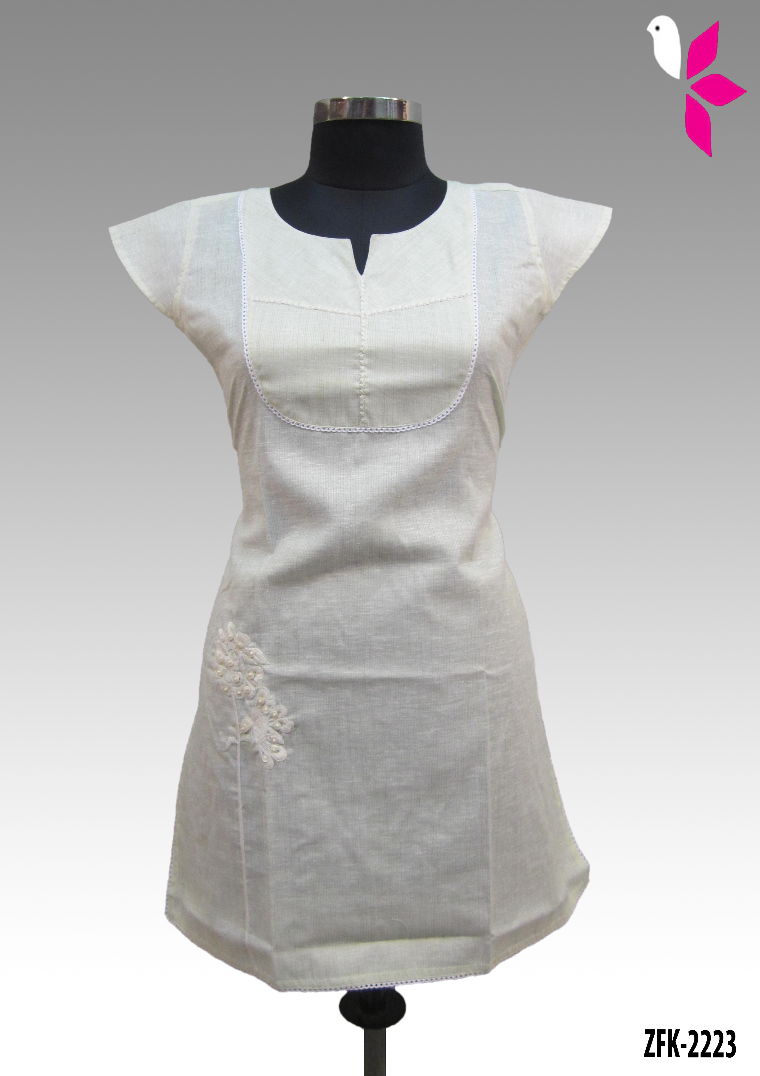 Linen Embroidered Kurti