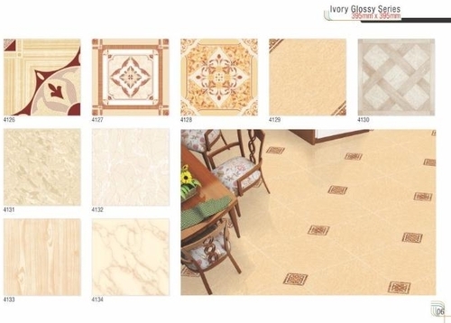 Cream Glossy Vitrified Cermaic Floor Tiles
