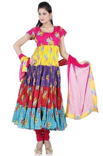 क्रोम नींबू कॉटन प्रिंटेड रेडीमेड सूट दुपट्टा