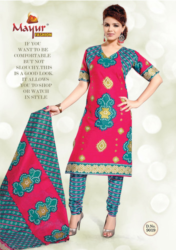 Salwar Suit - Cotton, Length: 54 inches, Size: S-XXL, Color: Pink | Comfortable Fit, Stylish Design, Trendy Style, Vibrant Printed Pattern, Elegant Look, Perfect Stitching