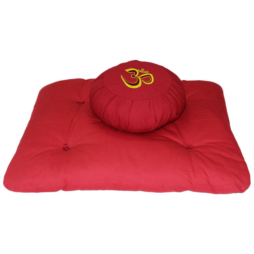 100% Cotton Meditation Cushion Set- Red