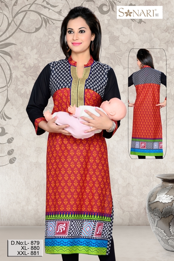 Feeding Kurti - Cotton, Knee-length, Purple | Easy Feeding, Comfortable Wear, Soft Fabric, Stylish Design, Washable, Skin-friendly